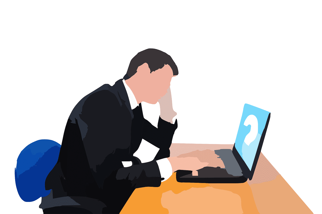 graphic of man thinking at computer