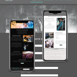 image of a website contact page in the background with two mobile phones with websites shown on their screen