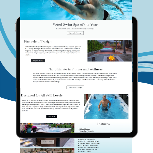 website design of pdc spas swim spas