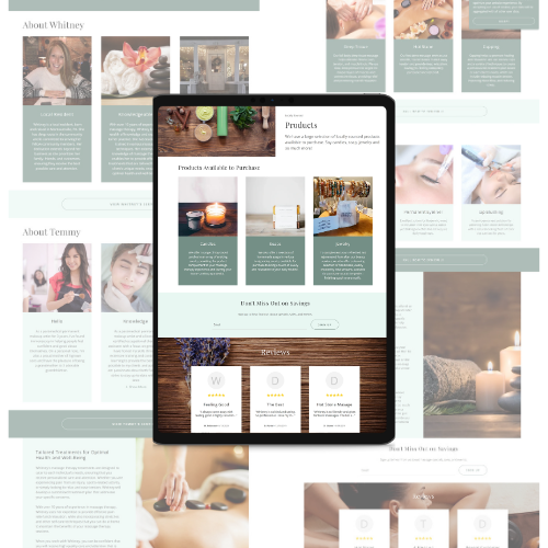 Whitney's Therapeutic Massage Website design on a tablet