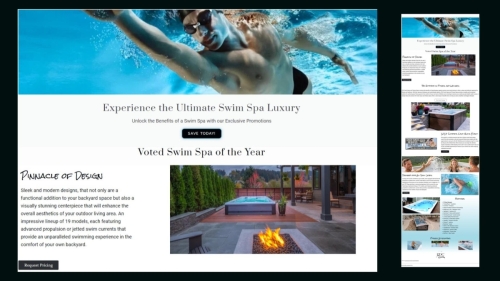 PDC Spas Swim Spa Landing Page Design